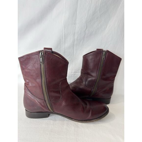 Frye Melissa Button Short Burgundy Leather Side Zip Booties Women’s Size 11B - Picture 4 of 13